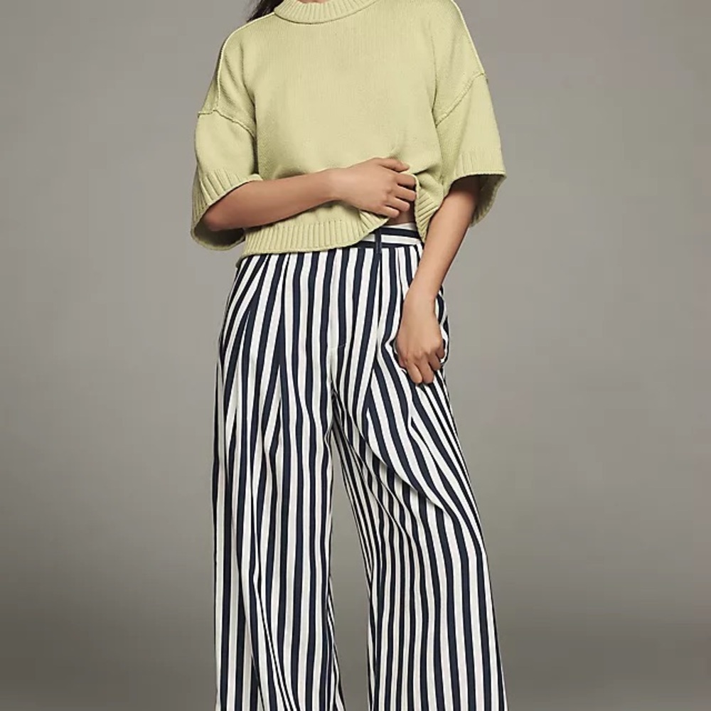 Anthropologie - Avery Striped Pleated Wide-Leg Trousers by Maeve